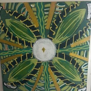 Abstract Green and Gold Canvas Art